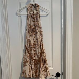 Zara Brown and Cream Halter Sundress for Wedding Guest